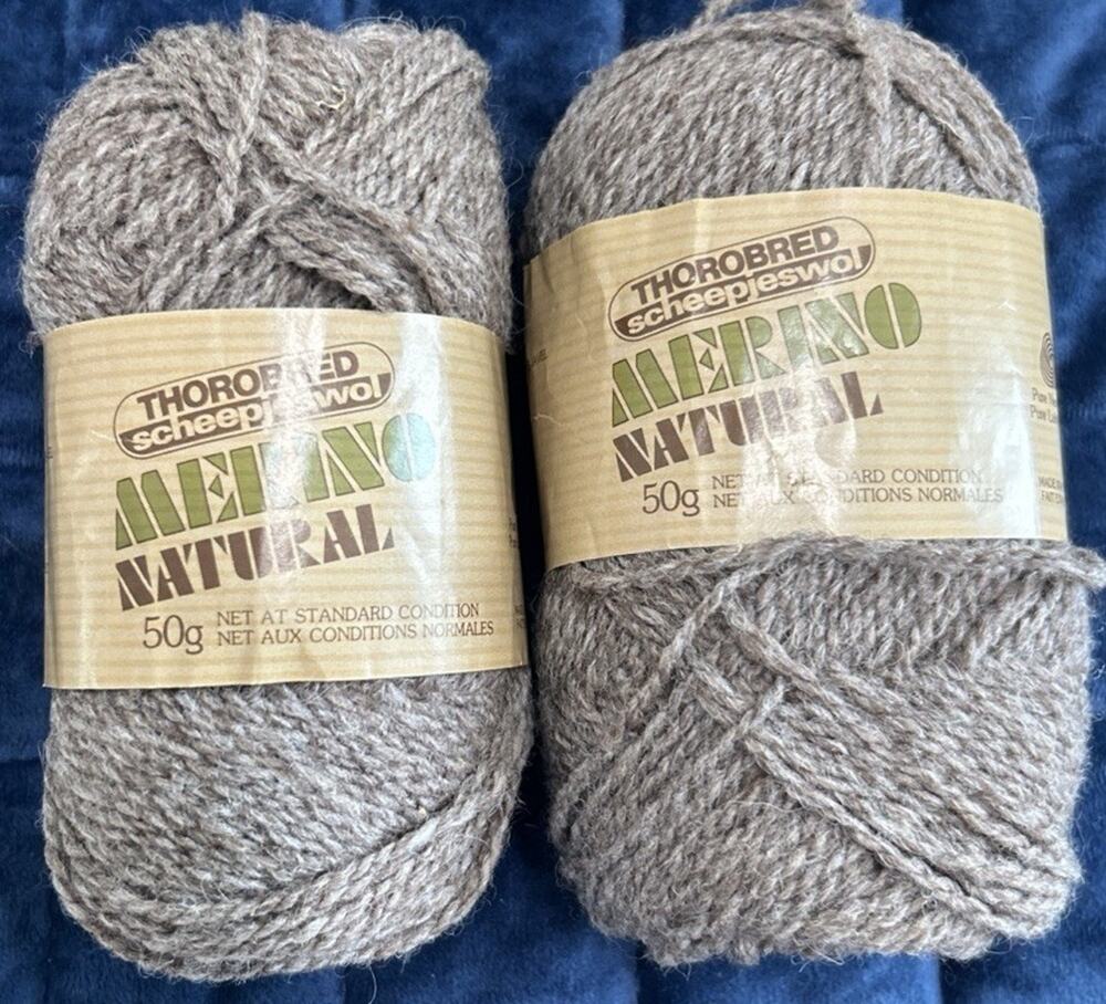 Lot 2 Skeins Thorobred Pure Wool Yarn Merino Natural Scheepjeswol 50g #225 Brown